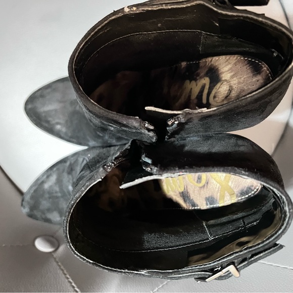Sam Edelman Black Stilettos Suede Ankle Booties-size 8 - Picture 7 of 13